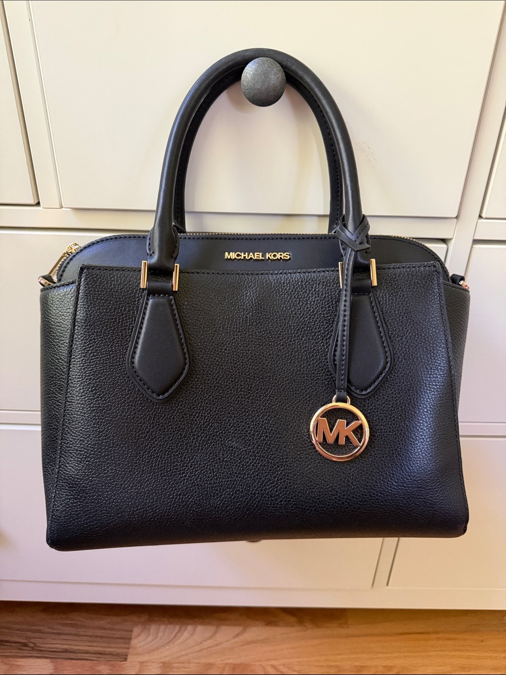 Michael Kors Daria Large Black Leather Satchel Handbag